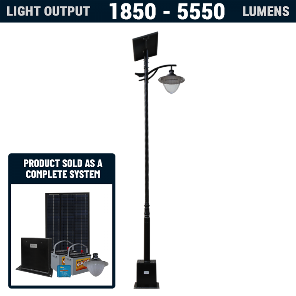 SL15 Solar Parking Lot Light Fixture With Pole & LED Lamp