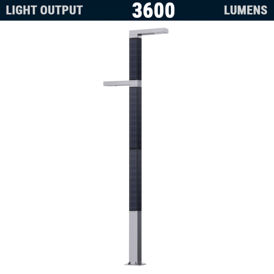 SL77 Solar 20W+20W Street & Sidewalk Light (With Pole)