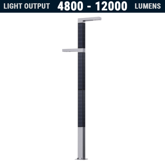 SL77 Solar Double 24W+24W Street & Sidewalk Light (With Pole)