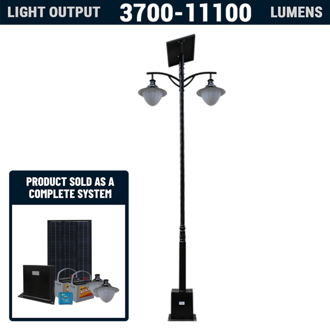 SL22 Solar Parking Lot Light Double Lamp (With Pole) 10W/12W/15W